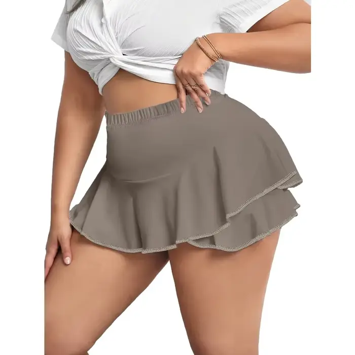 Jupes plissées Sexy pour femmes, grande taille 1XL-5XL, jupes de maison avec leggings, jupes de coul