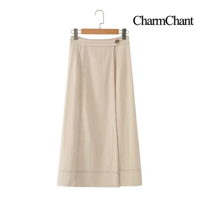 CHARMCHANT Ensemble jupe élégante en lin pour femme