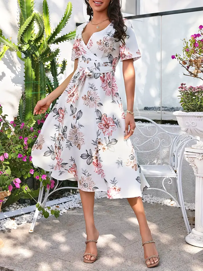 Robe portefeuille à imprimé floral pour femme