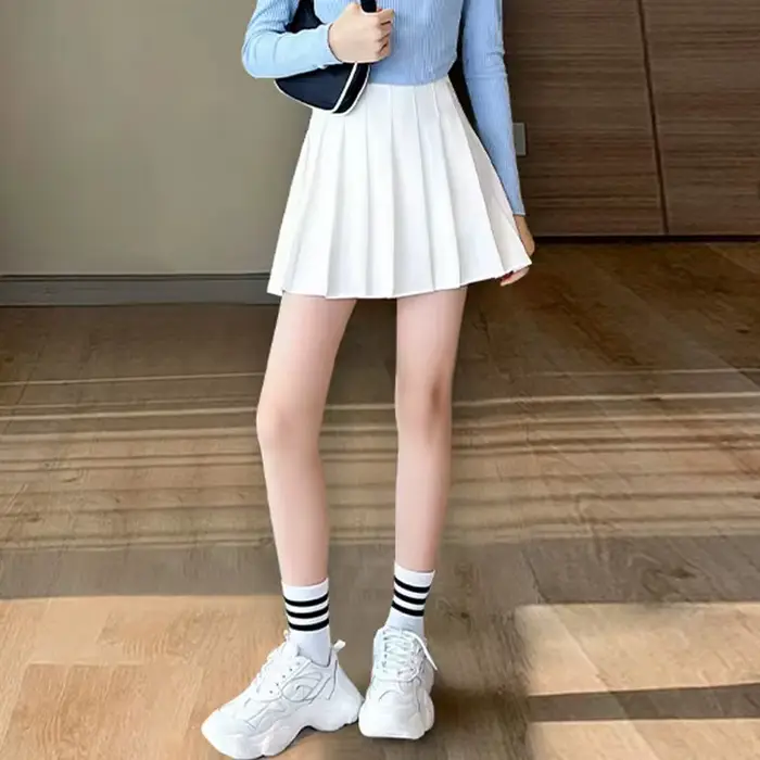 Nouvelle jupe de Tennis de Fitness pour femmes taille haute amincissante faux pantalon jupe pliante demi-corps Anti-lumière deux pièces élégante pour sport et sorties