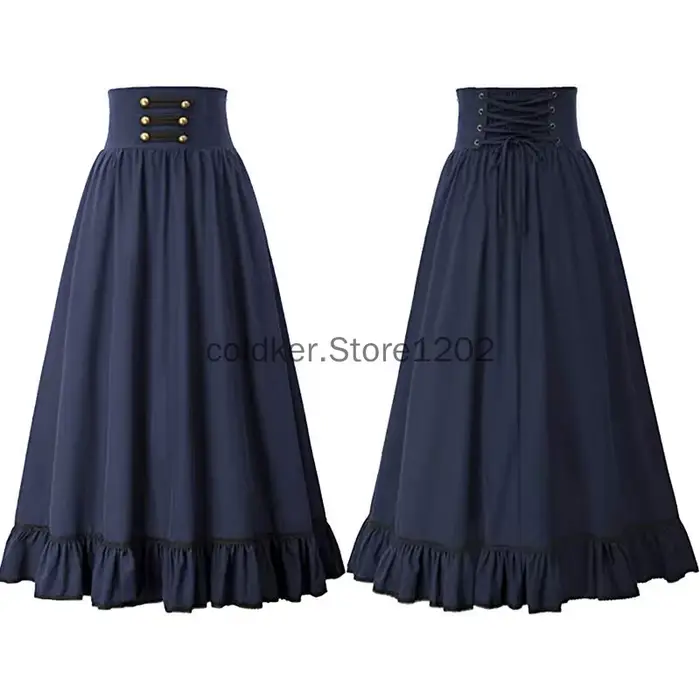 Jupe longue victorienne taille haute pour femme