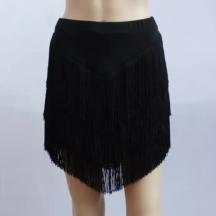 Jupe de brevLatine pour Femme, Chacha, Samba, Tango, Couches, Glands, Franges, Robes de Compétition,