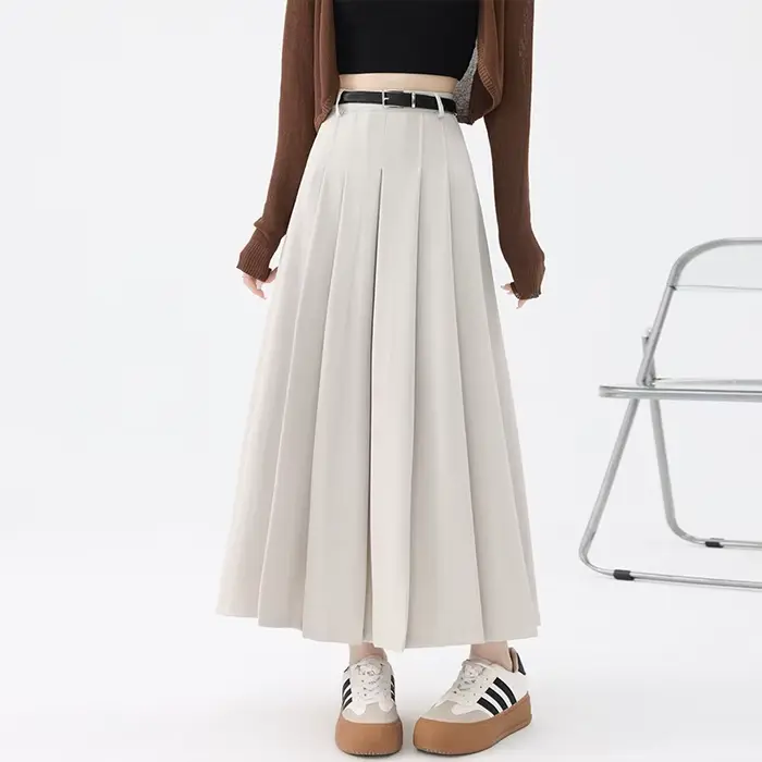 Vintage Beige taille haute jupes plissées femmes mode coréenne collège Style