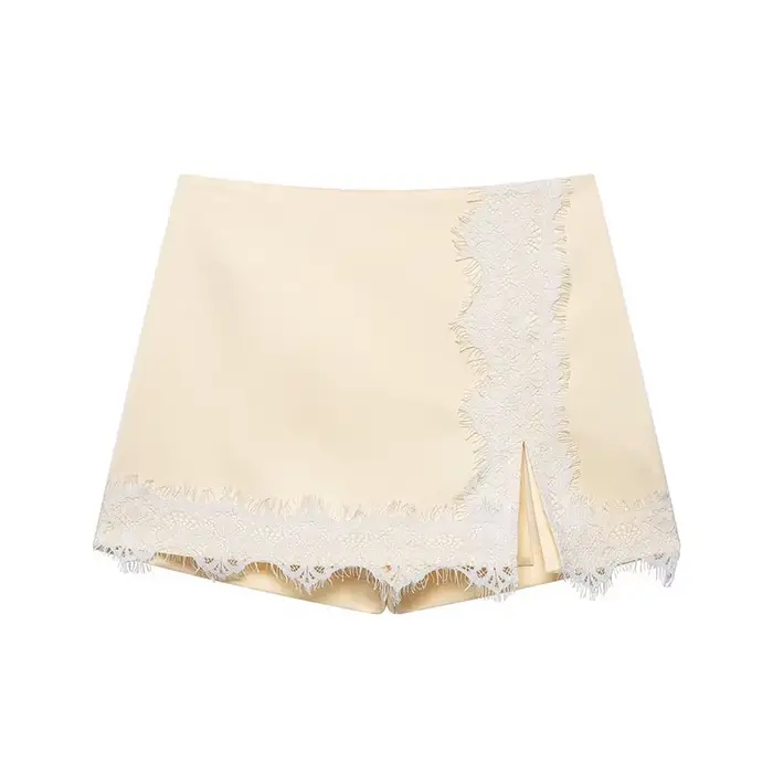 Ensemble deux pièces en dentelle pour femme : Blazer à manches courtes et jupe enveloppante en dente
