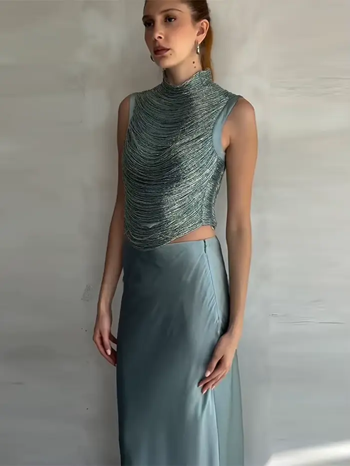 Ensembles de jupes en satin pour femmes