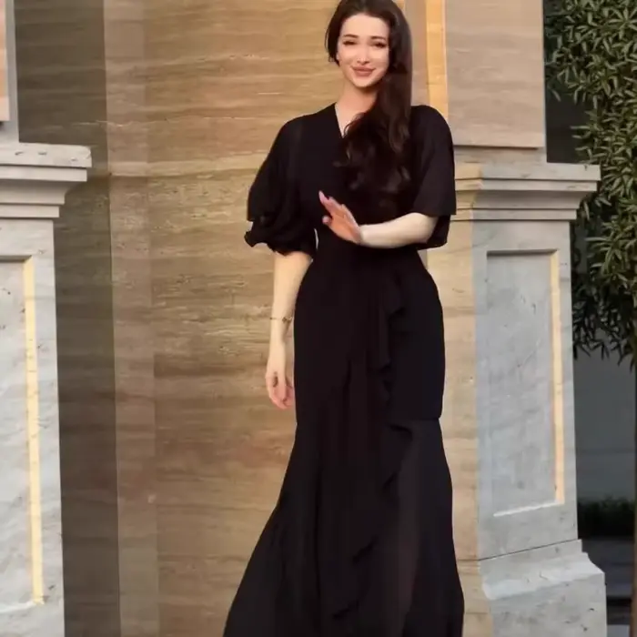 Robe longue unie pour femme