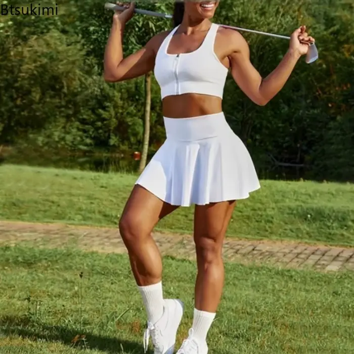 Nouvelle jupe de tennis taille haute pour femme