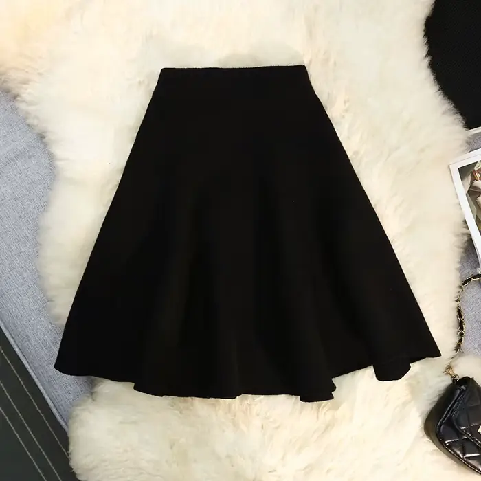 Mini jupe courte tricotée pour femme, Sexy, élastique, taille haute, ligne a, fête, Club, parapluie,