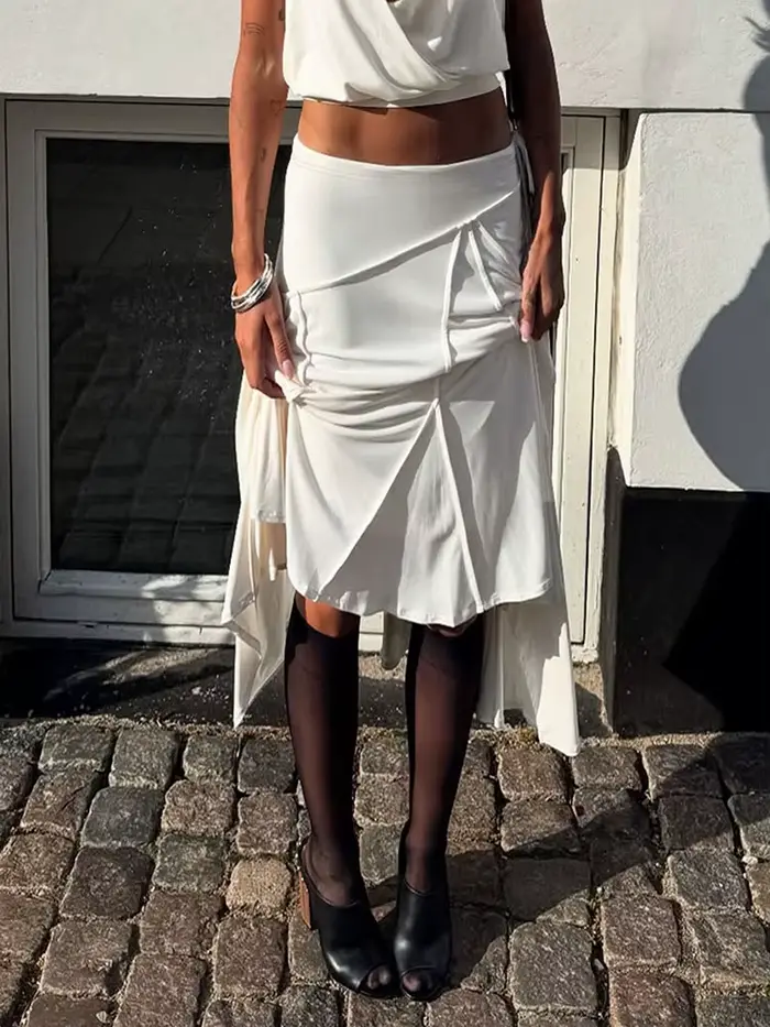 Jupe taille basse décontractée à lacets irréguliers pour femmes