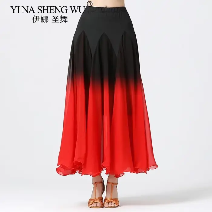 Jupe de danse moderne pour femmes en acétate et polyester, couleurs dégradées, pour danse latine, valse flamenco et salsa, occasion spéciale de danse