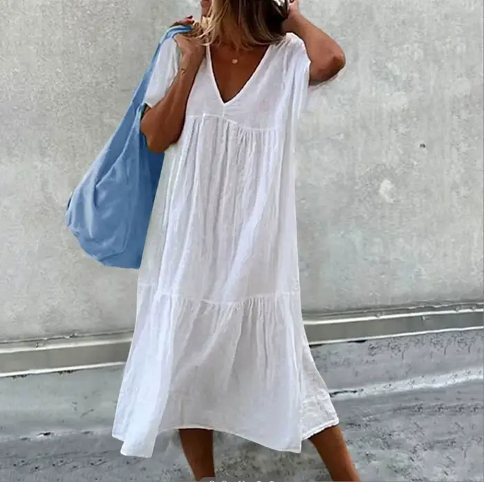 Jupe longue en coton et lin pour femmes