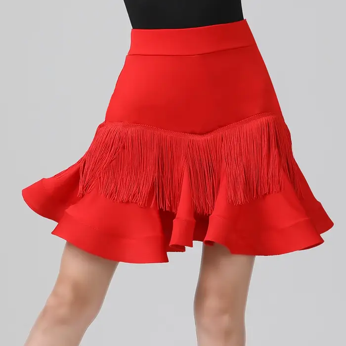 Jupe de danse latine, vêtements d'entraînement pour femmes adultes
