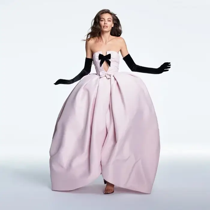 Nouvelle Robe de Bal Longue à Nœud et Fente Avant