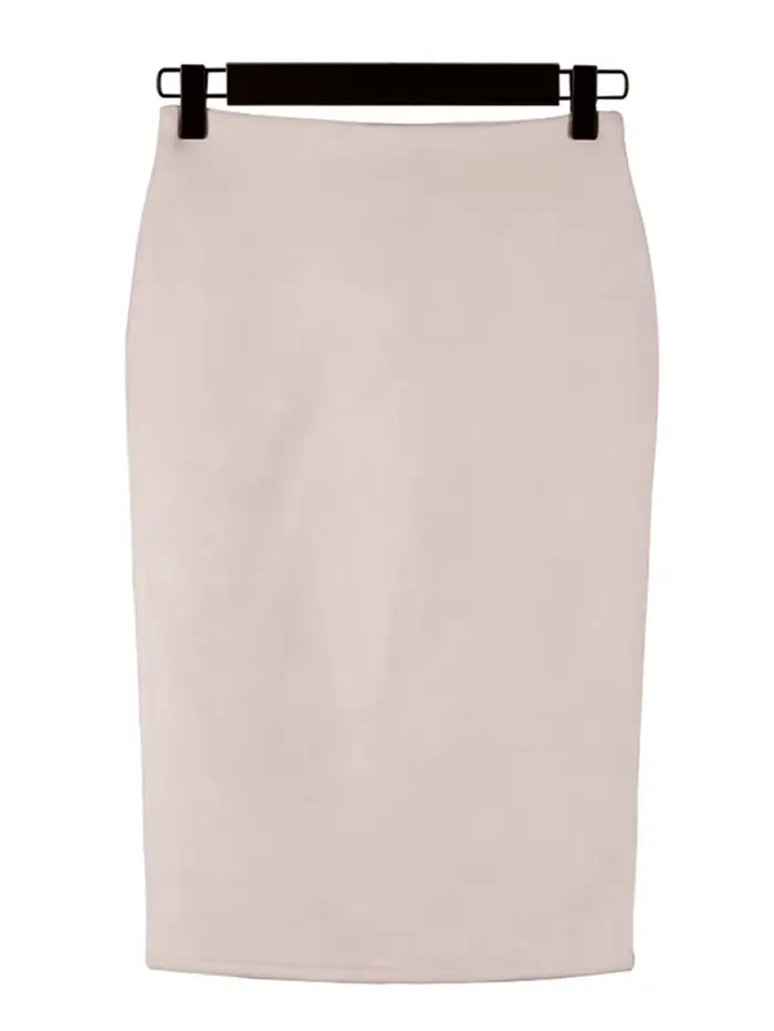 Jupe crayon mi-longue en daim multicolore pour femmes, Sexy, mode, élastique, taille haute, bureau, 