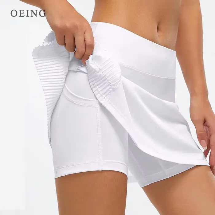 Jupe de sport plissée taille haute avec poches pour femme