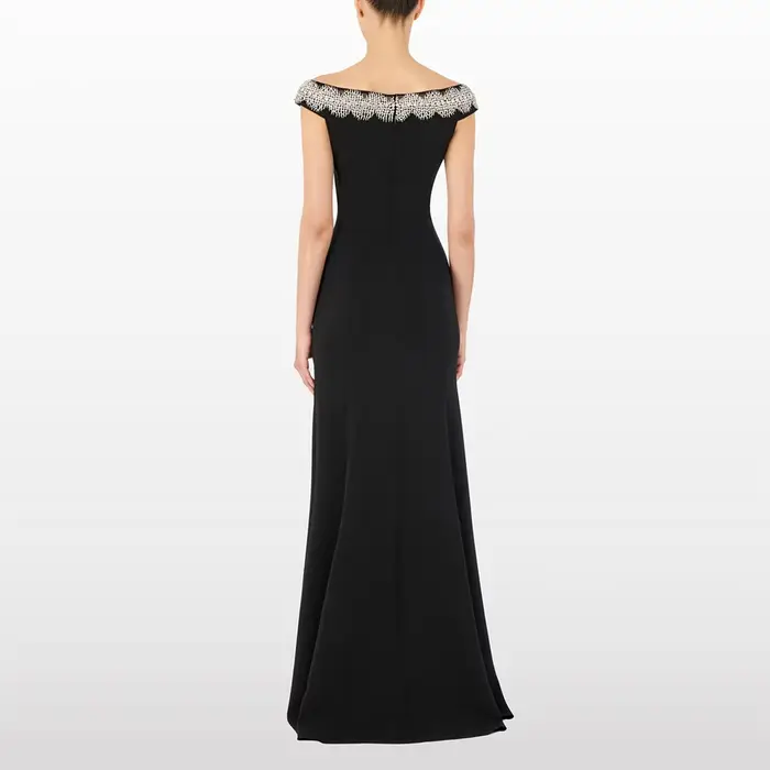 Robe de soirée noire classique sirène avec soutien-gorge intégré pour femmes élégantes, soirées officielles, mariages et galas