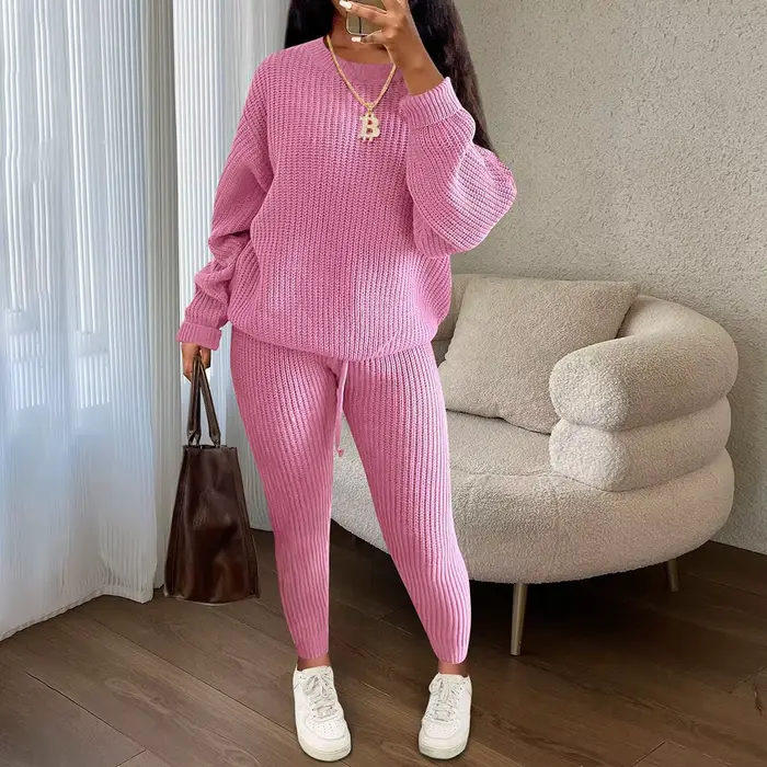 Ensemble deux pièces pull tricoté pour femmes