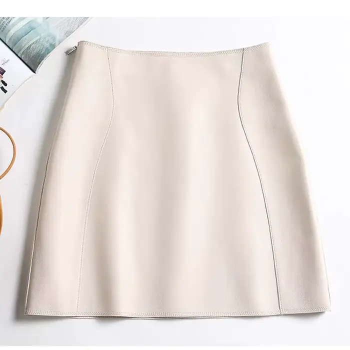 Mini jupe Sexy en cuir véritable pour femmes