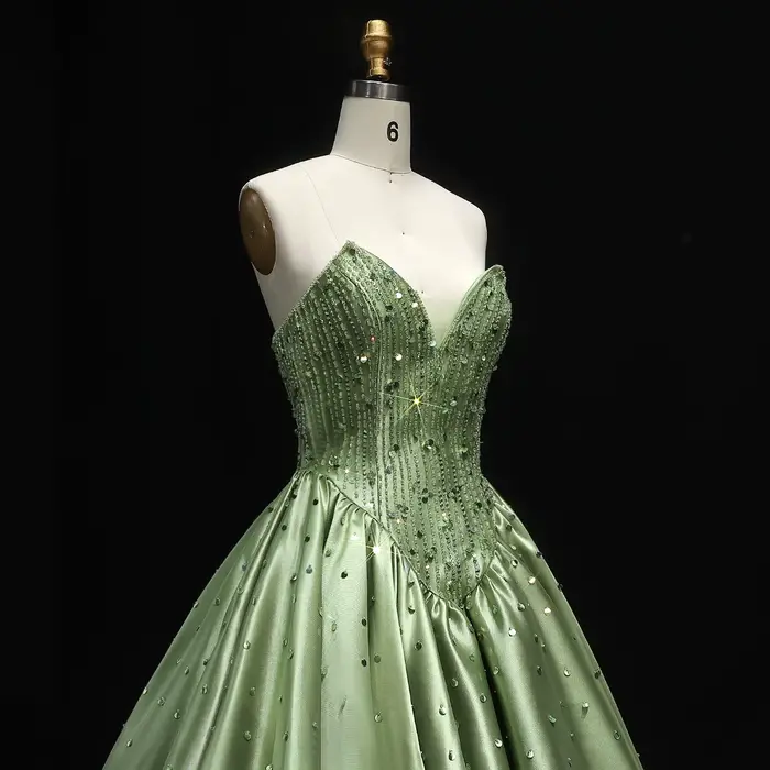 Robe de soirée longue en satin vert Sharon Said drapée avec perles et cristal pour femmes occasionnelle soirée officielle
