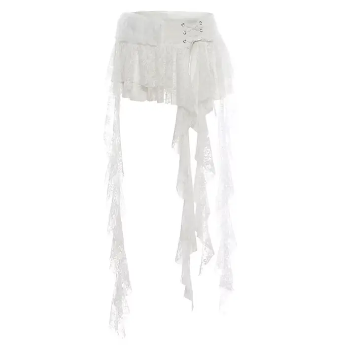 Nouvelle jupe taille haute unie à design irrégulier et à franges pour femme, collection Printemps-Ét