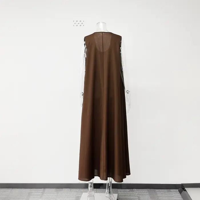 Robe longue décontractée et élégante en lin sans manches pour femme