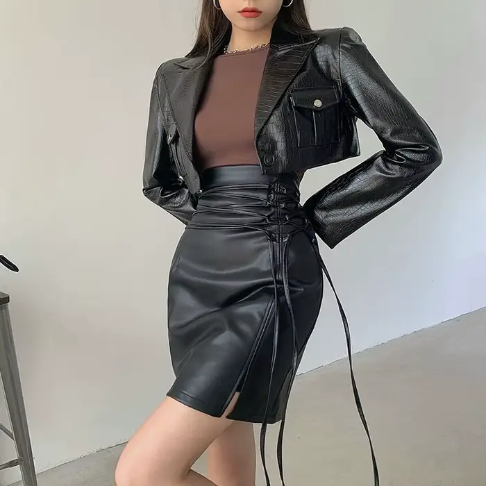 Jupe en PU pour femmes