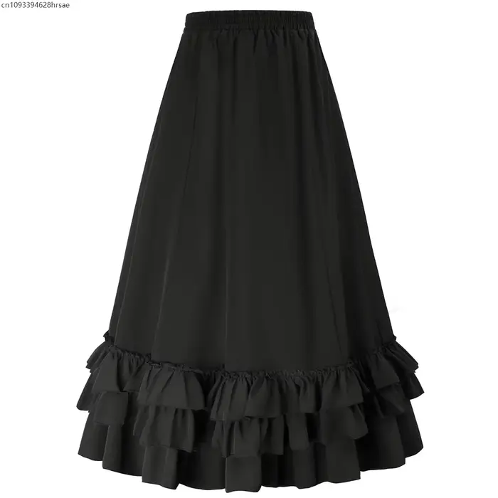 Femmes Steampunk gâteau jupe Rock gothique avec cravate cintrée Vintage victorien fête femme plis décontracté nouvelle
