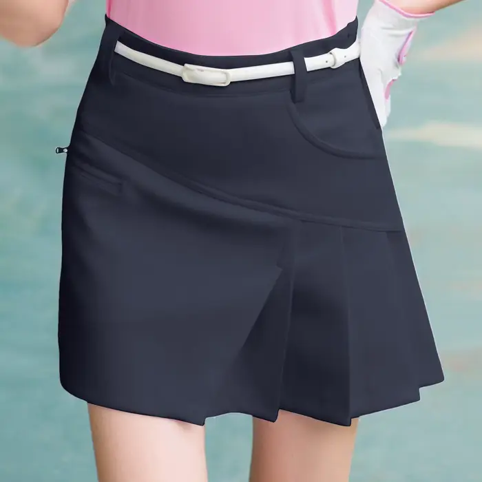 Jupe de tennis taille haute pour femme, fermeture à glissière latérale, enveloppée de batterie et de