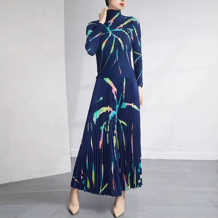Fournisseurs de vêtements plissés Miyake haut plissé ensembles de mode jupe femmes nouvelle jupe lon