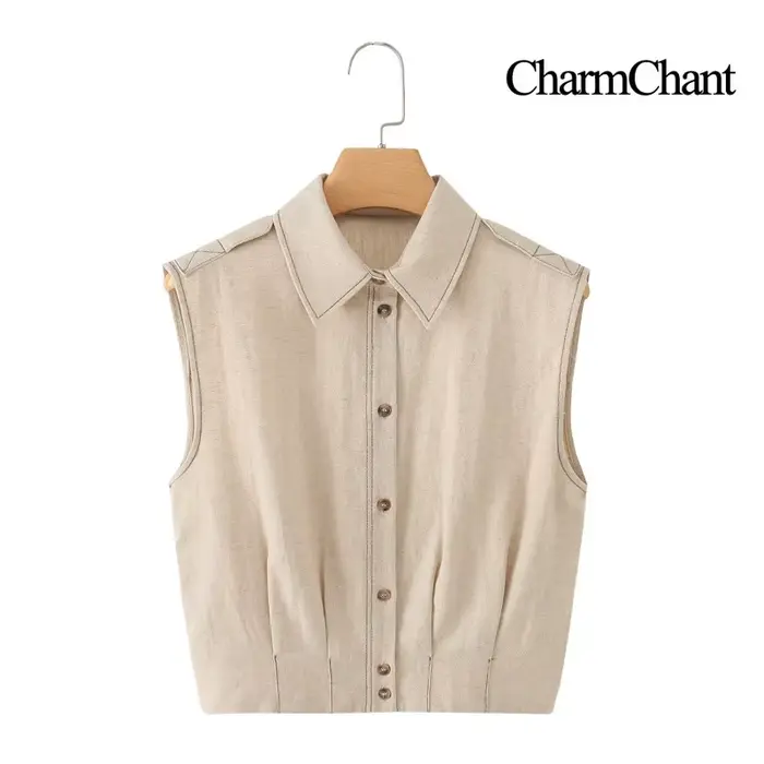 CHARMCHANT Ensemble jupe élégante en lin pour femme