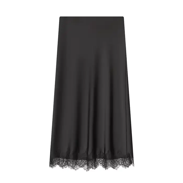 Jupes pour femmes mode dentelle décoration Satin jupe Midi Vintage femmes taille haute jupes longues