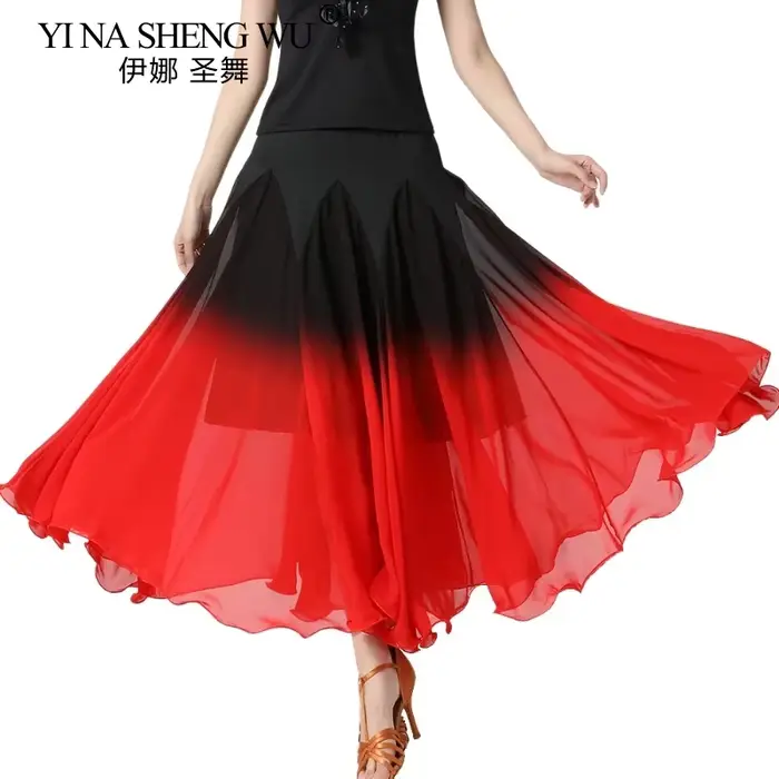Jupe de danse moderne pour femmes en acétate et polyester, couleurs dégradées, pour danse latine, valse flamenco et salsa, occasion spéciale de danse