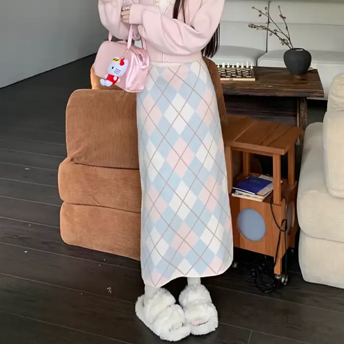 Jupe midi rose à taille haute pour filles