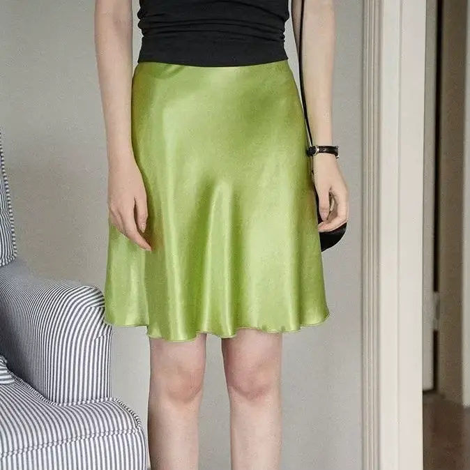 Jupe verte queue de poisson 2026, nouvelle collection été, taille haute, coupe ajustée, élégante