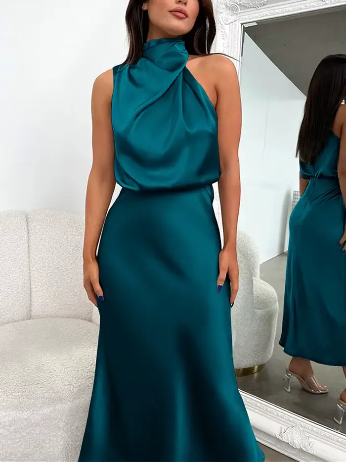 Robe longue d'été en Satin de soie pour femmes