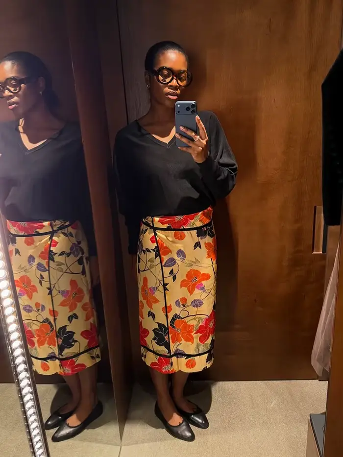 Jupe vintage à imprimé floral pour femme