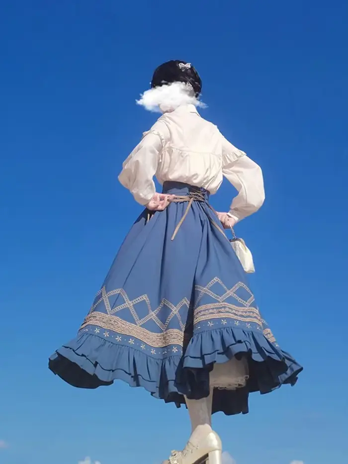 Ensemble jupe taille haute Lolita pour femmes