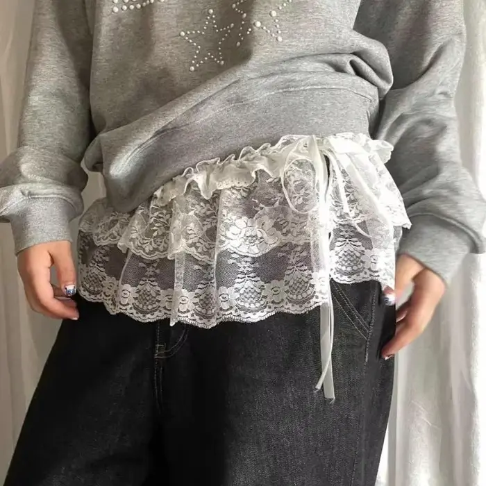 Jupe Porte-Feuille En Dentelle Pour Femmes Haute Couture Occasions Spéciales Carnaval Danse Jazz Sorties Nocturnes Style Y2K