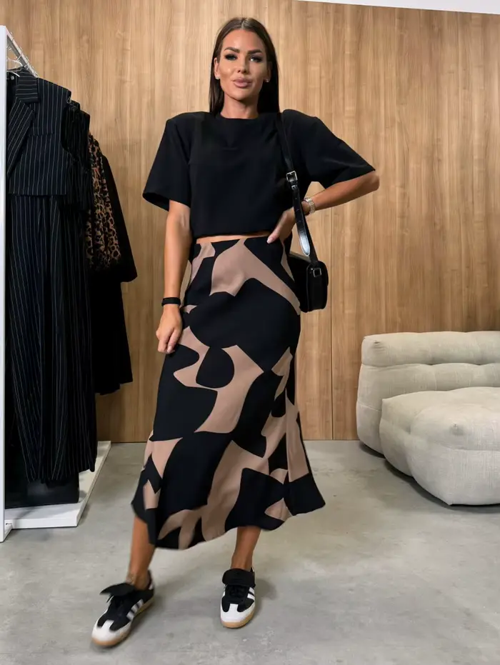 Jupe midi à taille haute pour femme