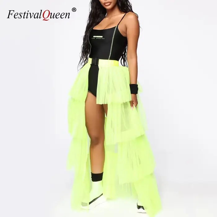 FestivalQueen-Jupe longue en dentelle et tulle pour femme