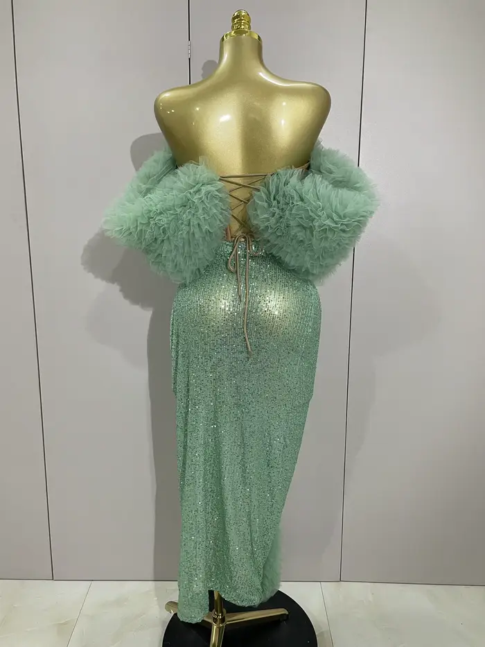 Paillettes brillantes haut jupe courte deux pièces ensemble 2025 femmes Sexy célébrer soirée bal fête d'anniversaire robe discothèque scène tenue