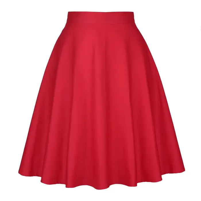 Jupe Femme Taille Haute Vintage Rétro Années 50 Rockabilly Swing Été Bleu Rouge Noir Coton Élasthanne Occasions Spéciales Soirées Chic Plis Empire