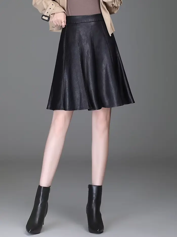 ZUZK femmes Pu cuir jupe courte printemps automne dame taille haute tout-Match