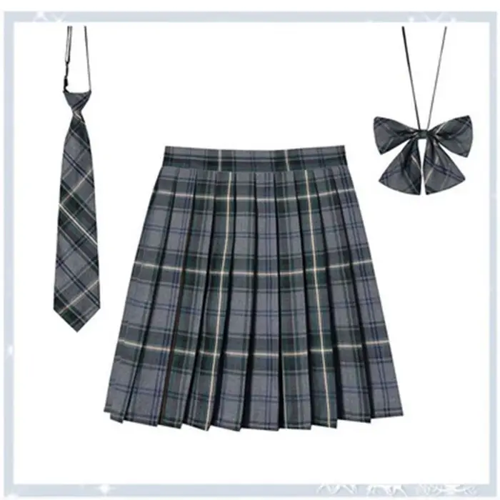 Jupe plissée à carreaux pour femmes, avec cravate, nœud papillon, XS- 5XL, Harajuku Preppy, Mini uni