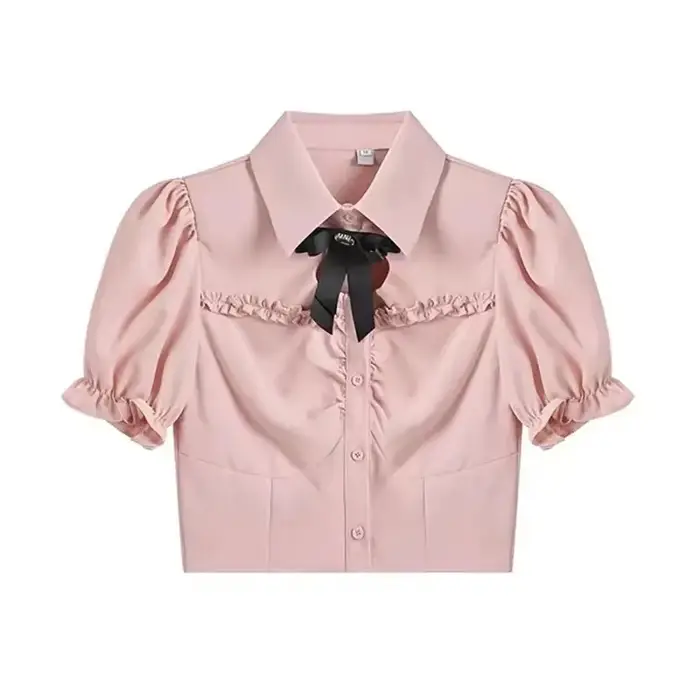 Ensemble jupe d'été pour filles, rose, doux amour, chemise à manches courtes, taille haute, Mini jup