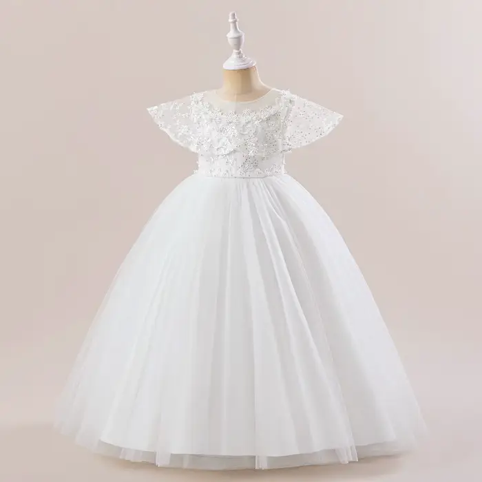 Robes longues de demoiselle d'honneur blanches élégantes pour filles