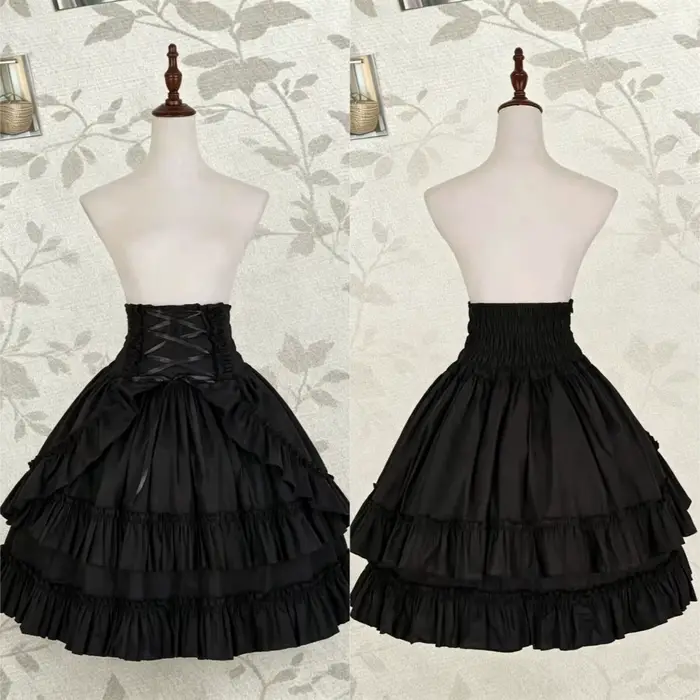 Jupe mi-longue vintage gothique Y2K Lolita pour femme
