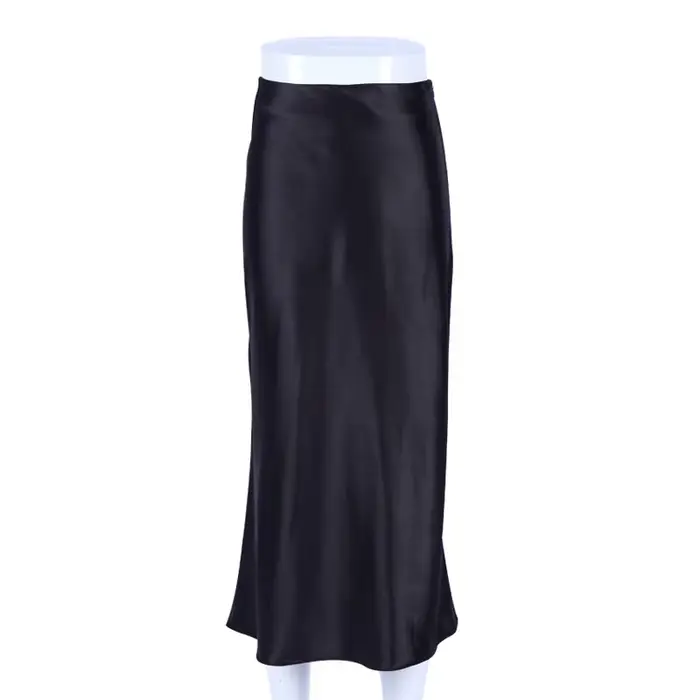 2025 élégant solide violet Satin soie jupe femmes taille haute été jupe longue nouvelles dames burea
