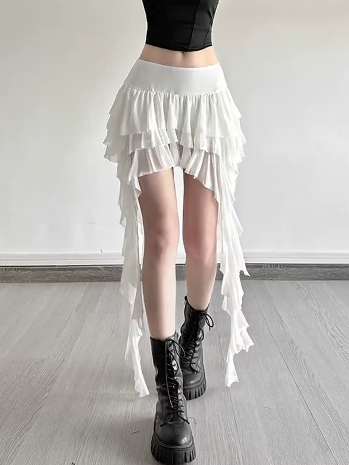 Jupe Y2K sexy à volants pour femme