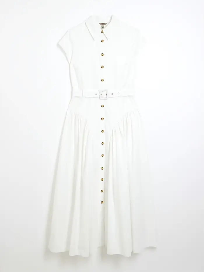 Robe longue à col français pour femme